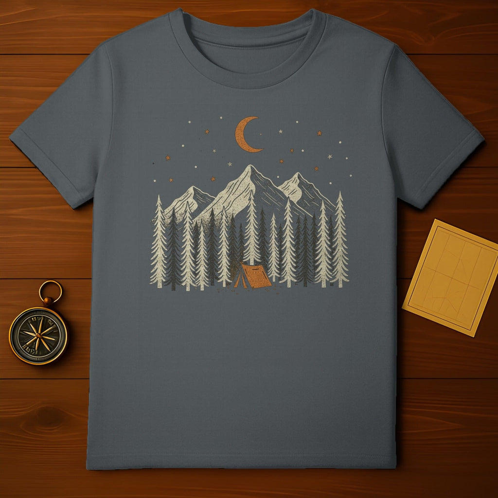 Moonlit Mountain Adventure Graphic Tee Shirt