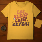 Eat Sleep Camp Repeat Retro Camping Shirt