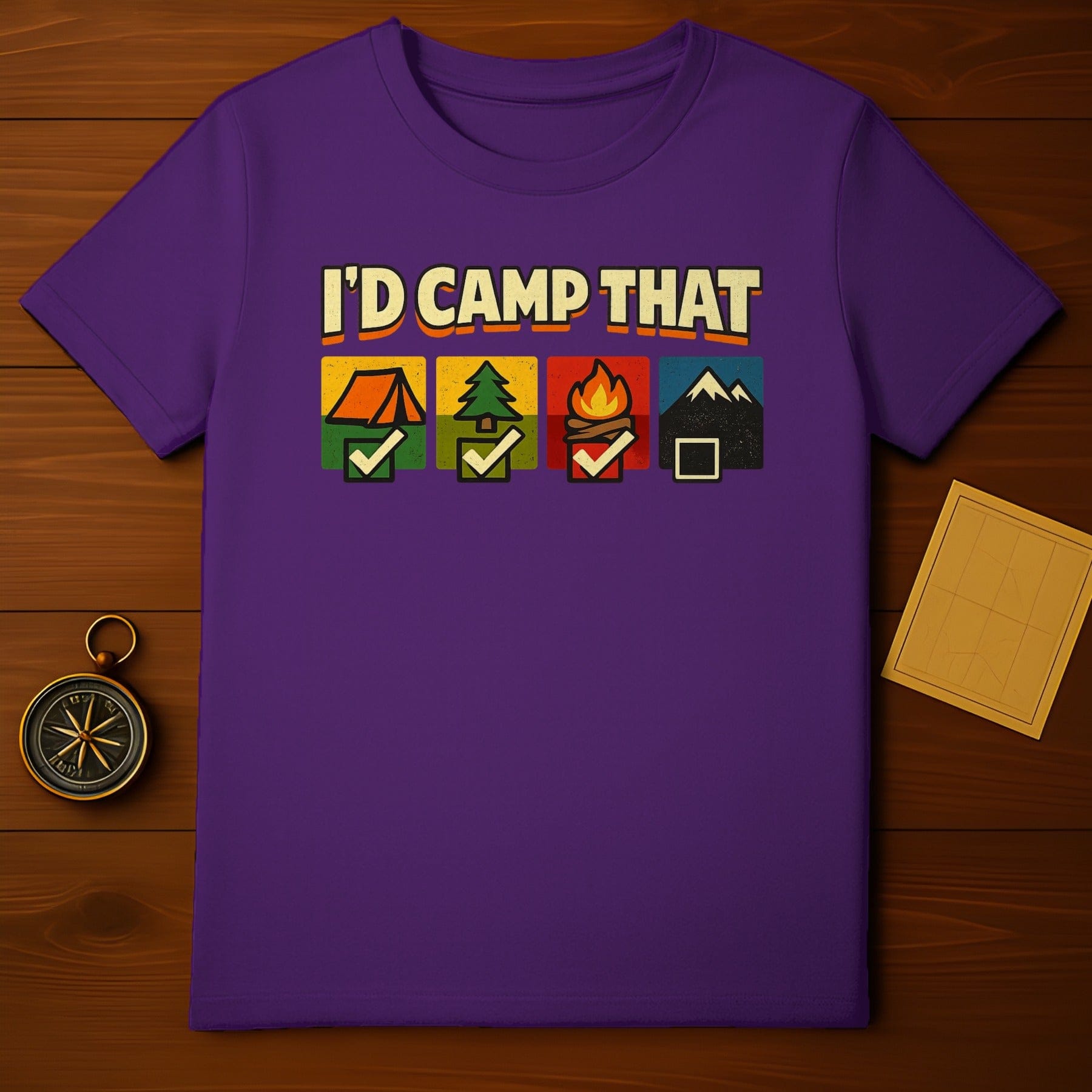 I'd Camp That Graphic Camping Checklist T-shirt