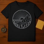Mountain Sunrise and Forest Illustration T-shirt