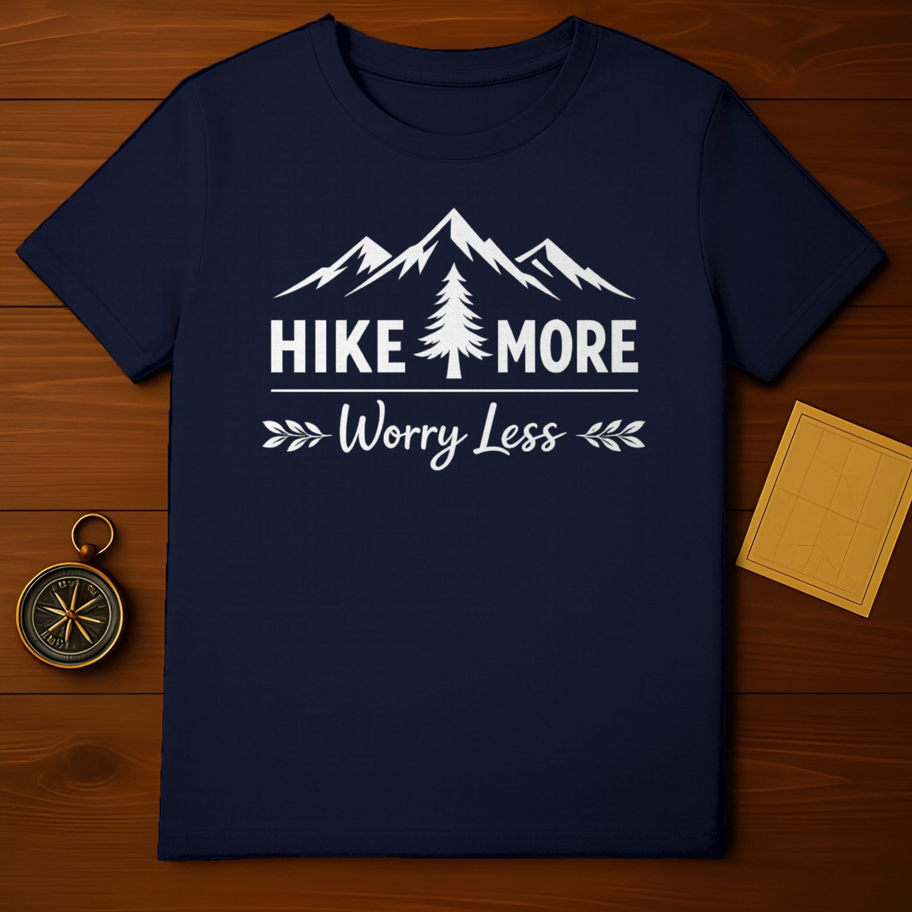 Hike More Worry Less Mountain Design T-shirt
