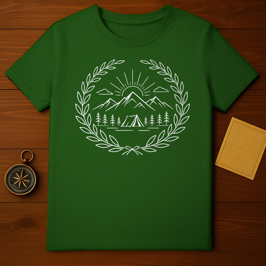 Mountain Tent and Trees Nature Design T-Shirt