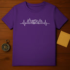 Purple Tee with Camper and Trees Graphic Design
