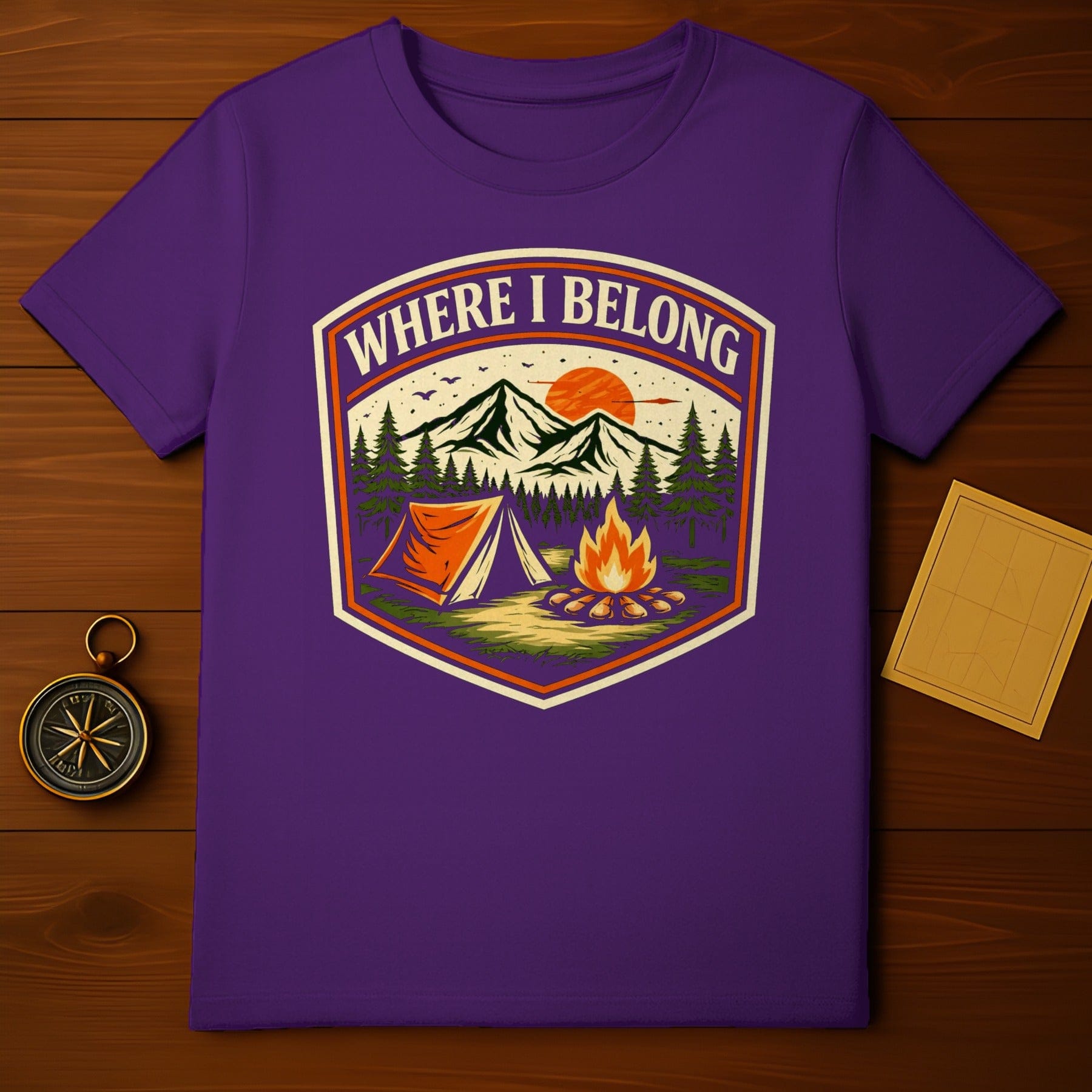 Where I Belong Camping Scene T-Shirt for Outdoor Lovers
