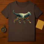 Scenic Cat Design With Forest and Flowers T-shirt