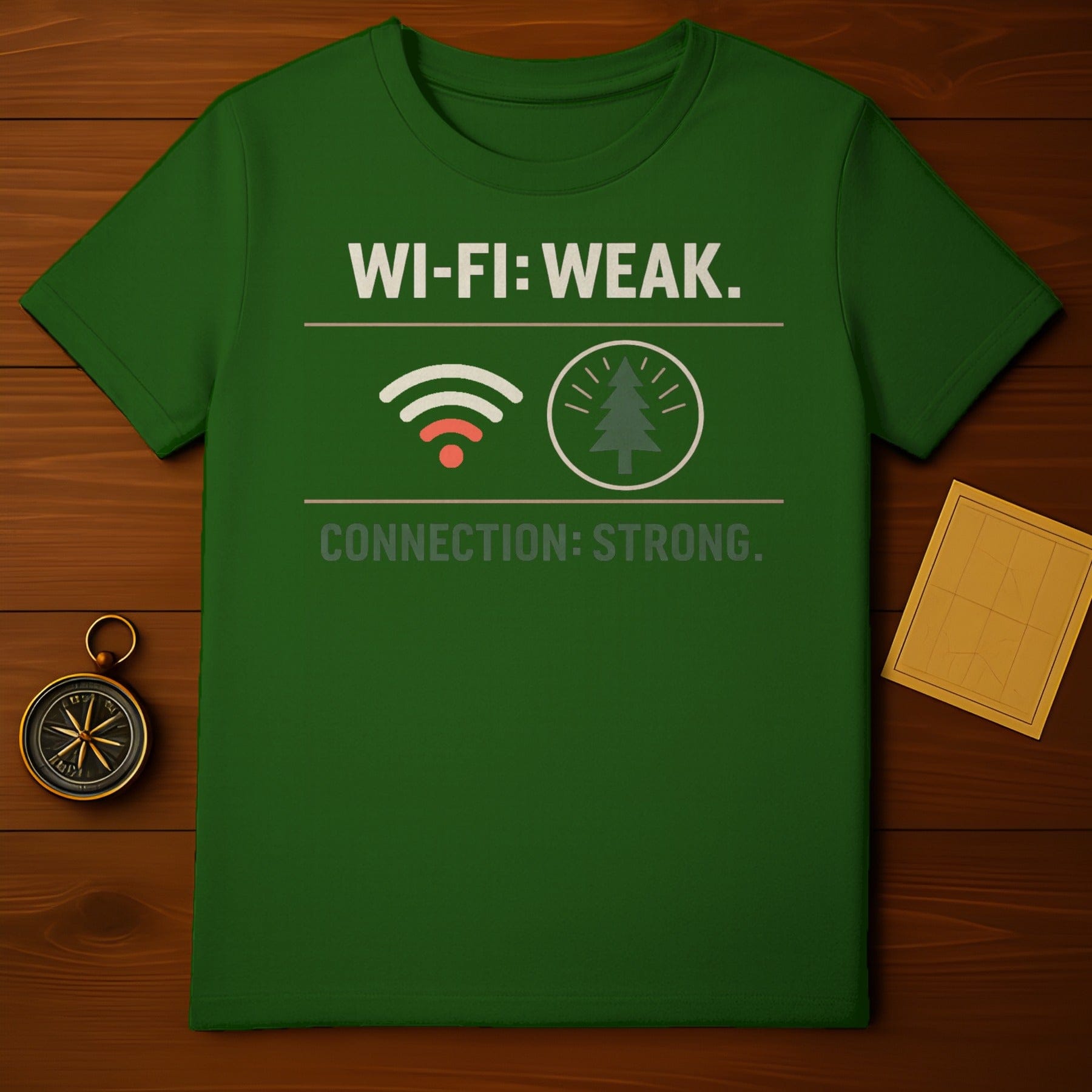 WI-FI: WEAK. CONNECTION: STRONG. product type
WiFi Weak
Connection Strong
Outdoor Tee
Nature Lover
Camping Shirt
Hiking Apparel
Forest Design
Pine Tree Print
Green T-shirt
Tech Detox
Wilderness Life
Explore Nature
Adventure Style
Great Outdoors
Mountain Lover
Tree Symbol
Wifi Signal
Wanderlust
Campfire Ready
Unique Design