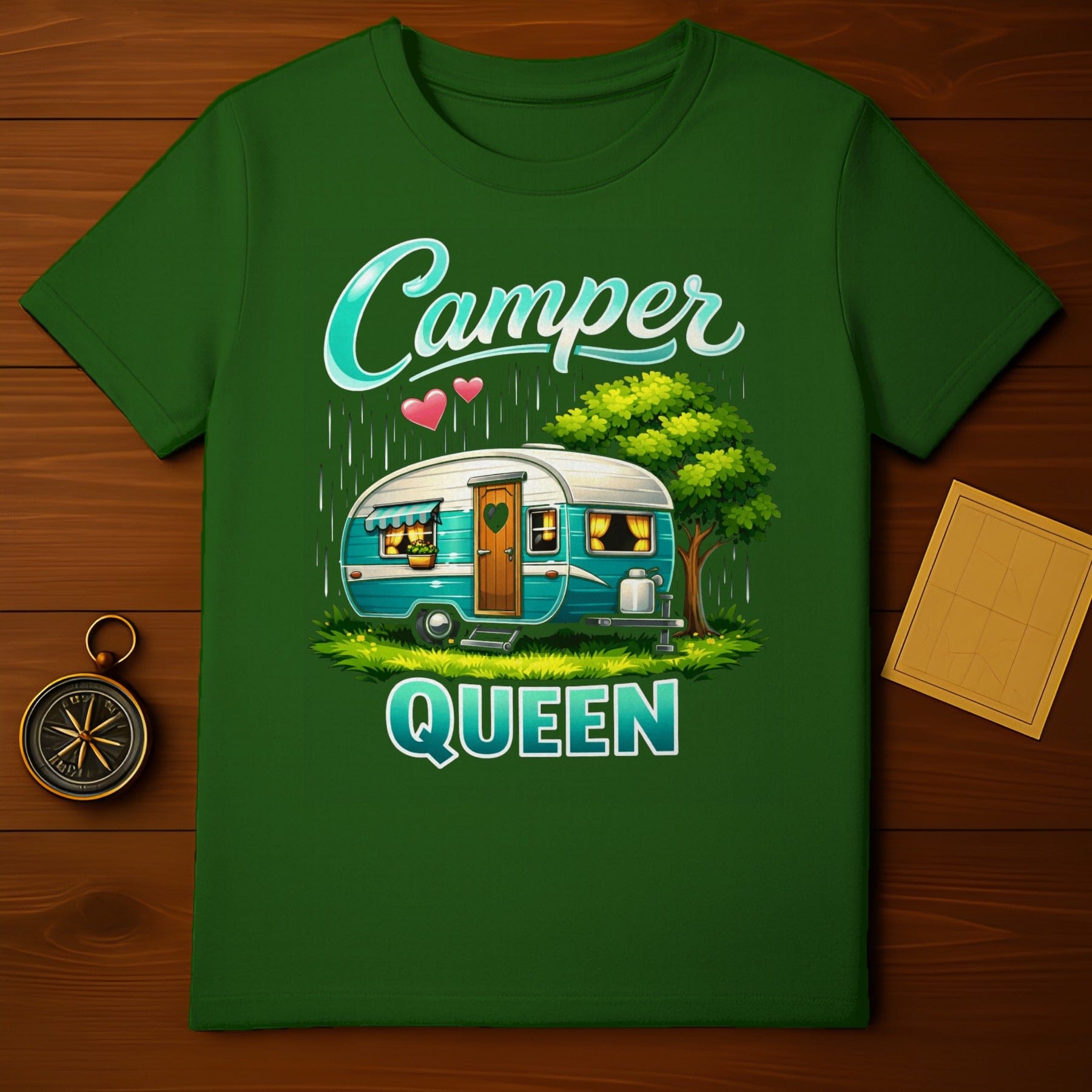 Camper Queen Trailer Fun Hearts Tree Design product type
Camper Queen, Camping Life, RV Life, Travel Trailer, Outdoor Adventure, Nature Lover, Road Trip, Summer Fun, Happy Camper, Queen Style, Graphic Tee, Women Apparel, Gift Camper, Vacation Shirt, Wilderness Explore, Forest Design, Heart Details, Retro Camper, Van Life, Adventure Time