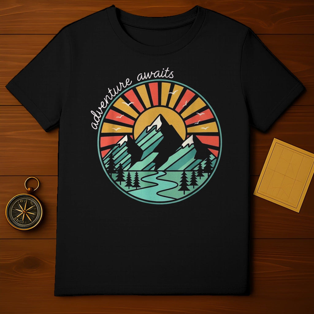 Adventure Awaits Mountain Scene T-shirt