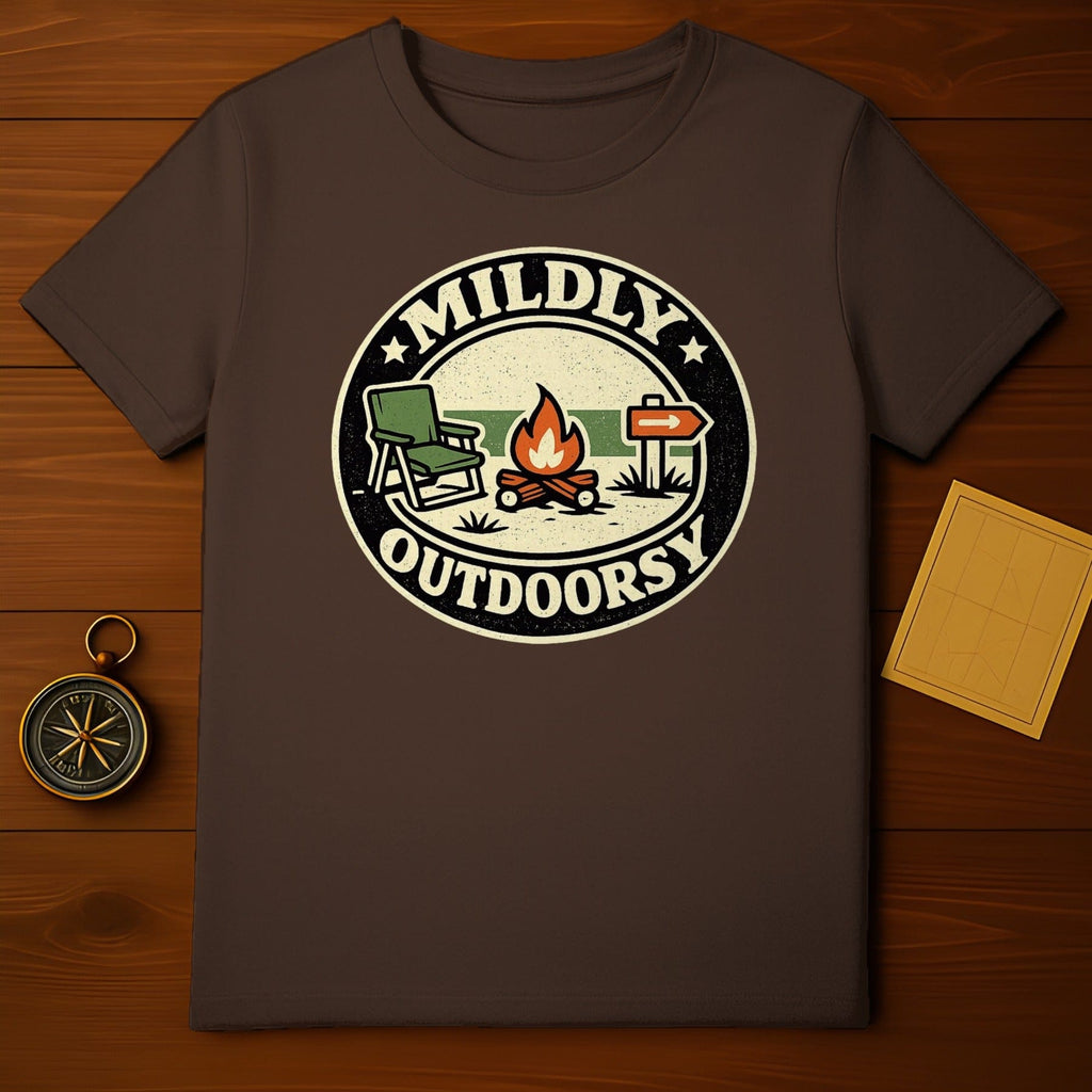 Mildly Outdoorsy Campfire Camping Themed T-Shirt