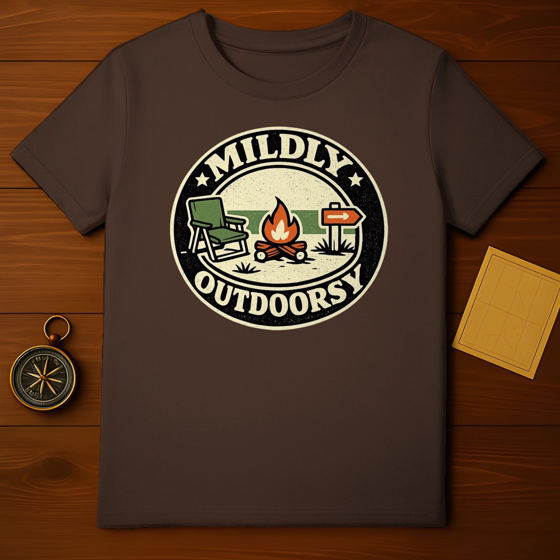 Mildly Outdoorsy Campfire Camping Themed T-Shirt