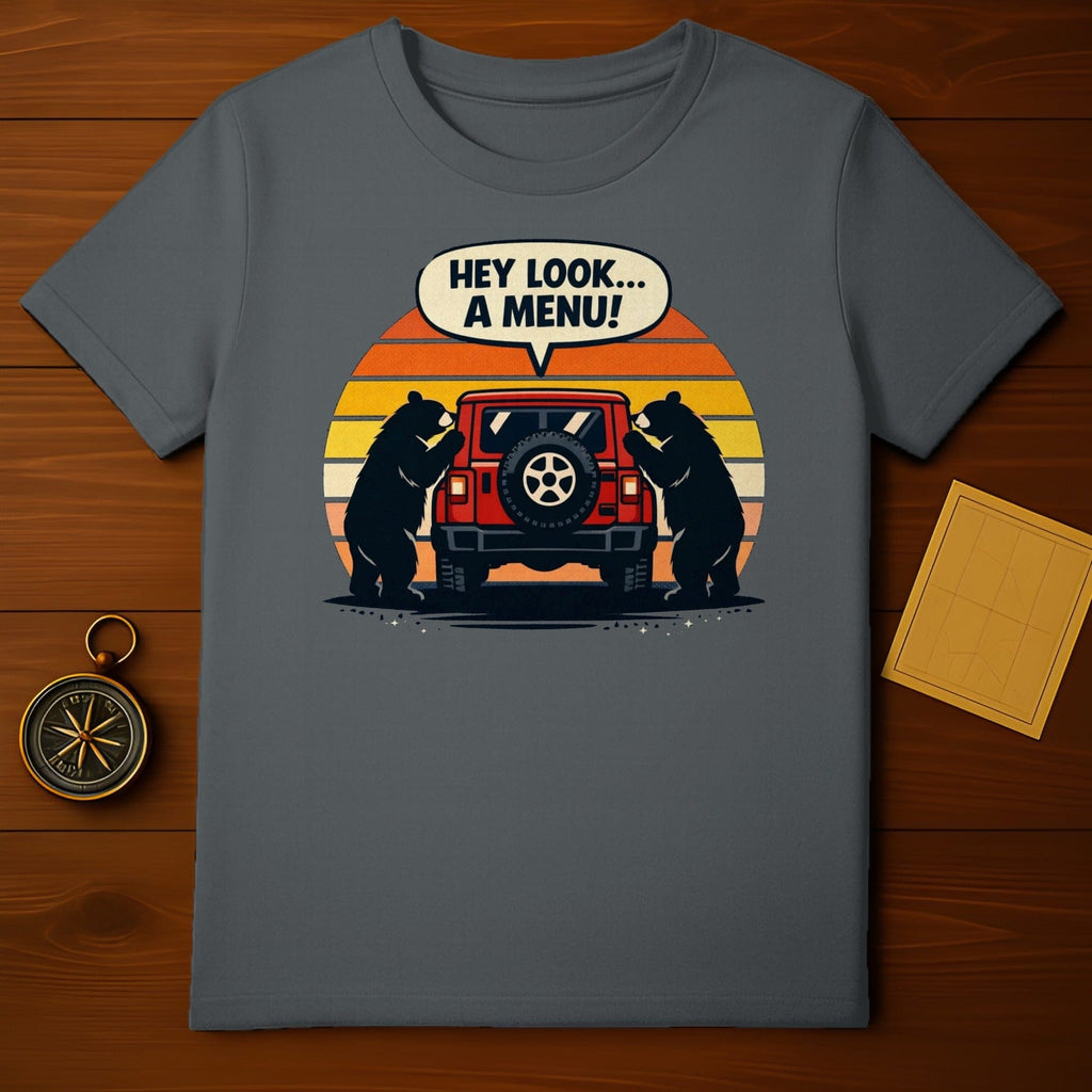 Hey Look a Menu Bears by Car Graphic Tee