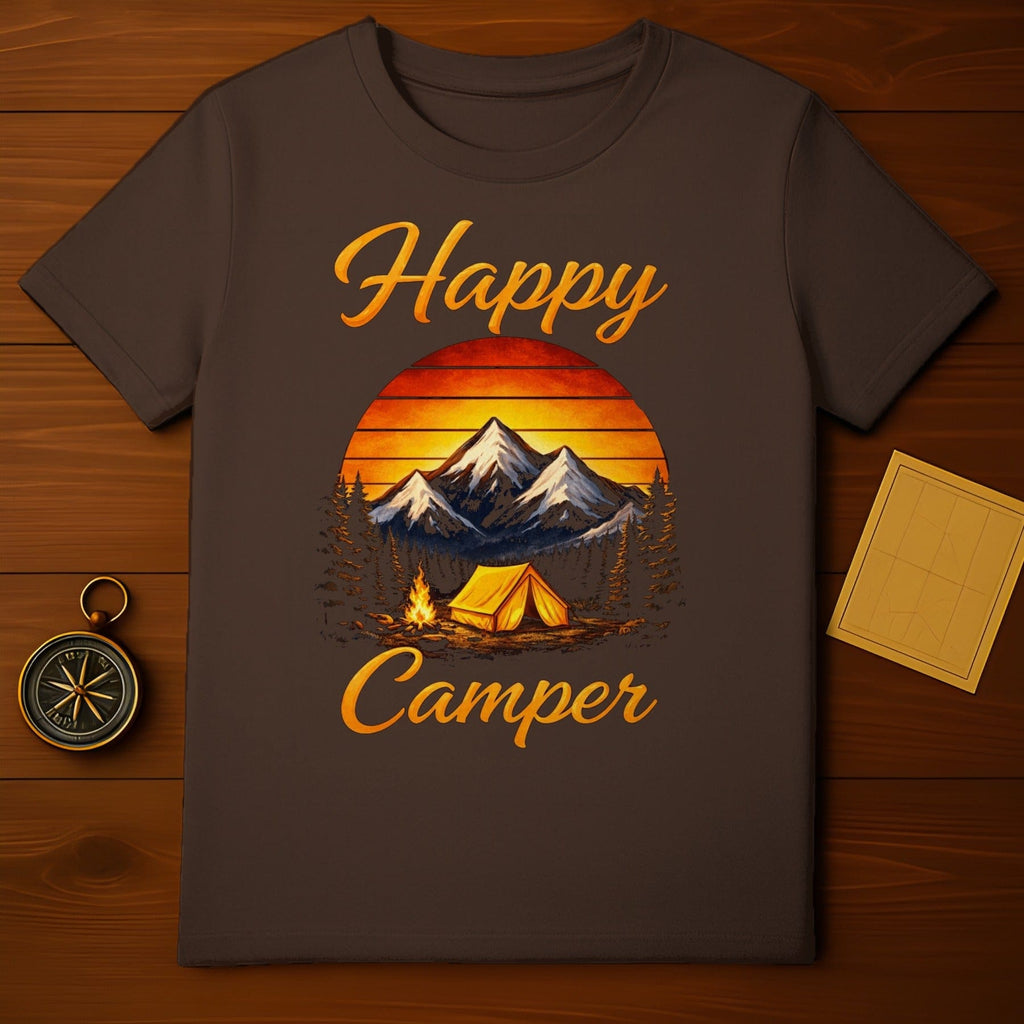 Happy Camper Mountain Sunset Graphic T-shirt