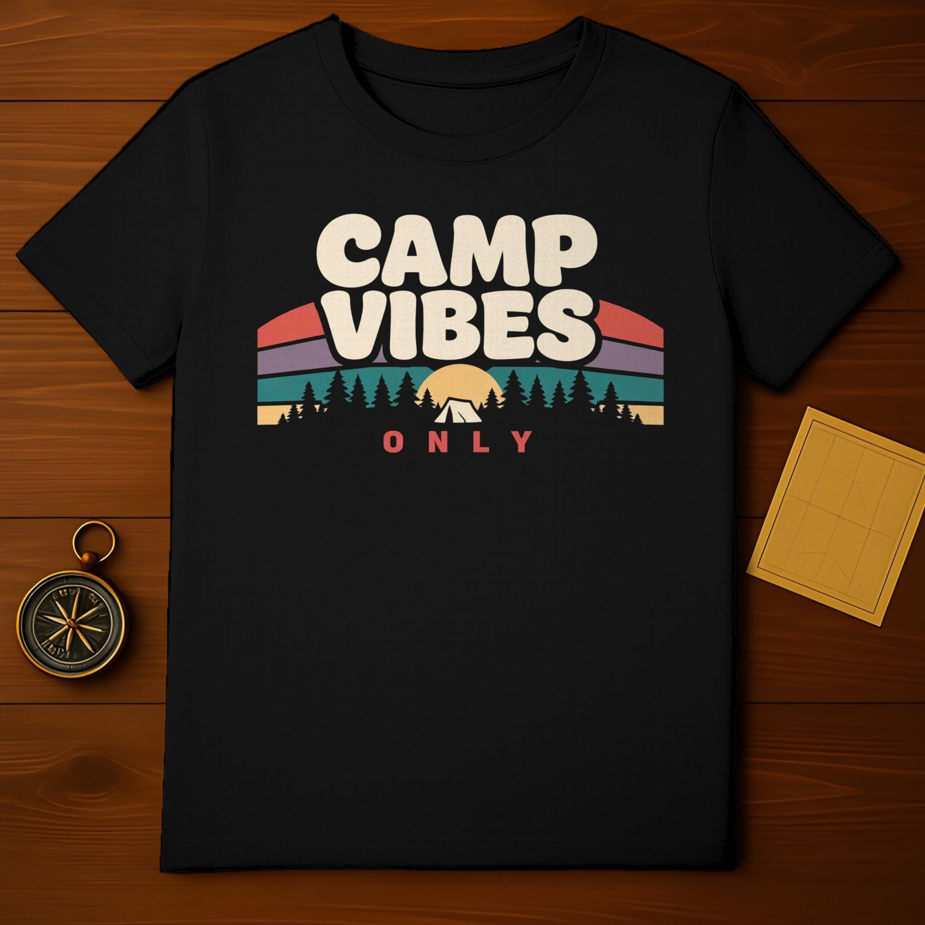 Retro Camp Vibes Only Forest Skyline Design product type
