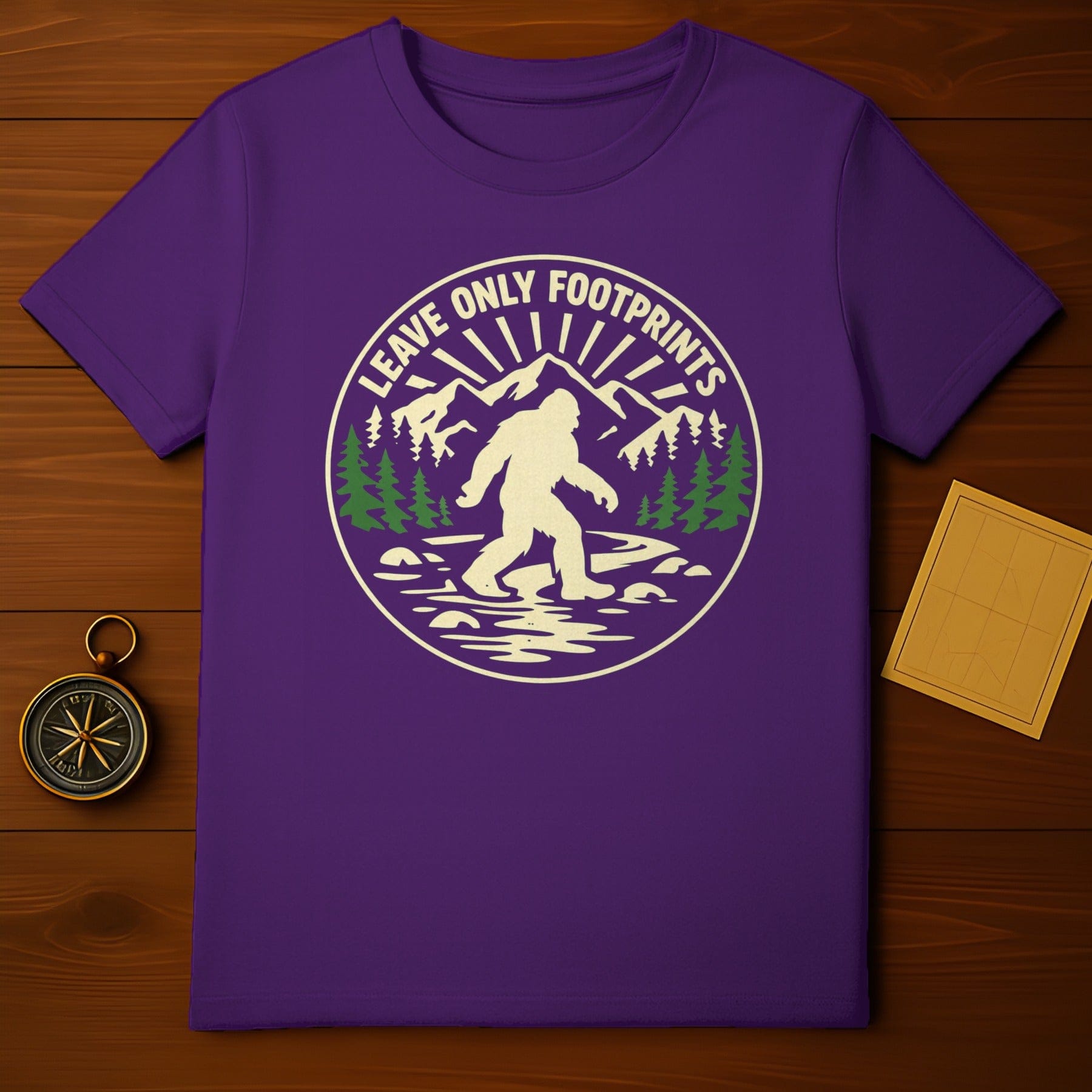 Bigfoot Leave Only Footprints Sasquatch Mountains Nature T-Shirt