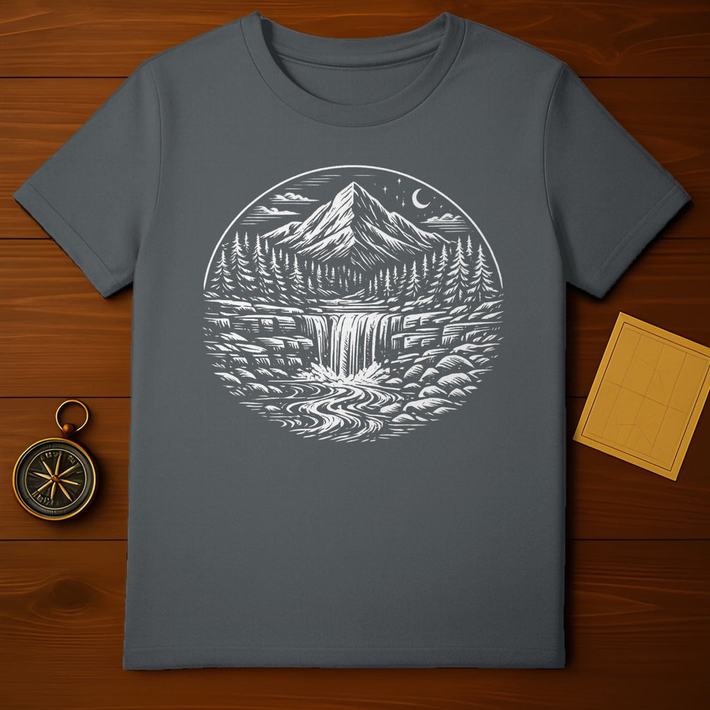 Mountain and Waterfall Scenic Nature Art Shirt