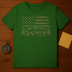 American Flag with Mountains and Trees Shirt Product