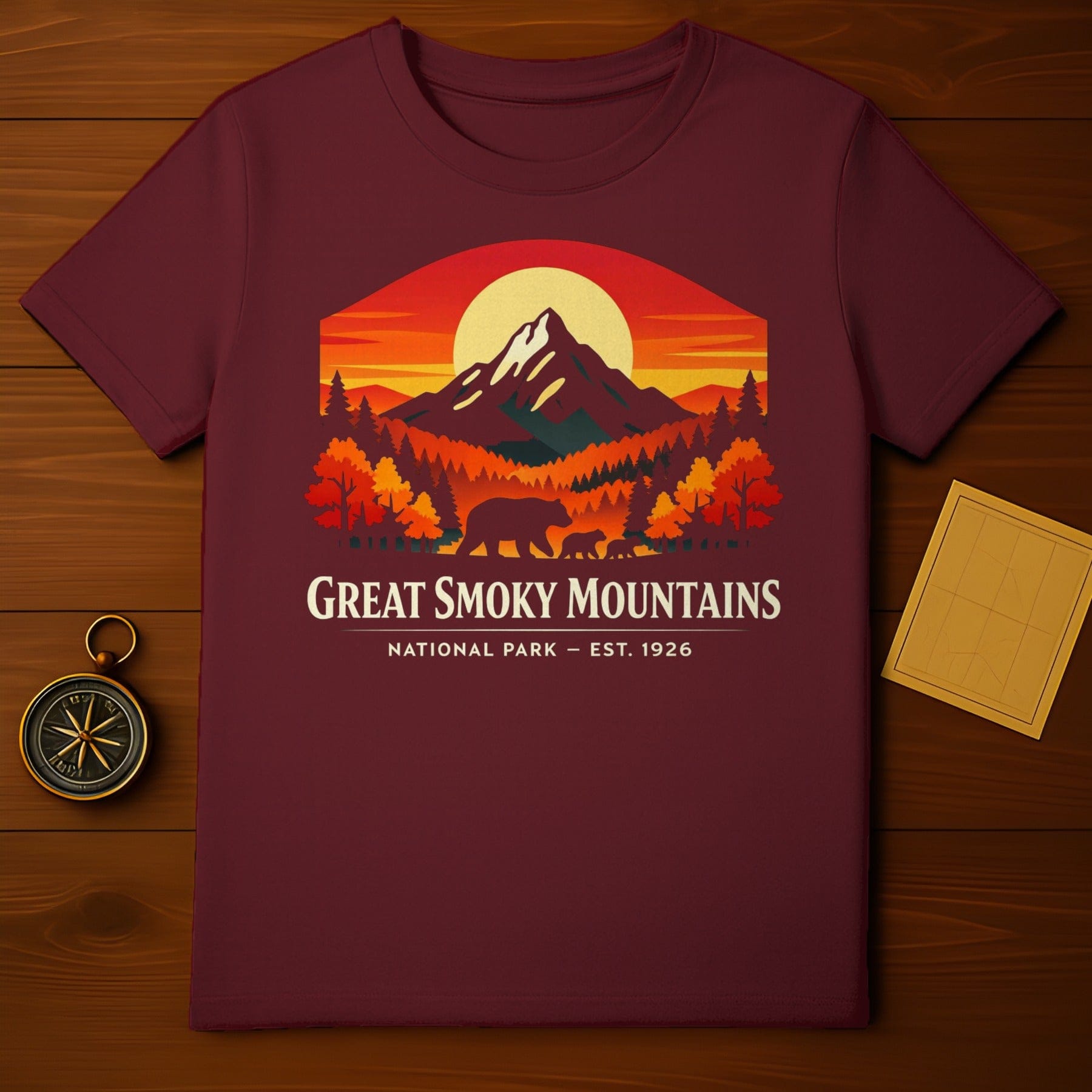 Great Smoky Mountains National Park Est 1926 T-Shirt product

great smoky mountains, national park, smoky mountains, bear family, mountain sunset, forest landscape, autumn colors, nature lover, outdoor adventure, hiking gear, travel souvenir, vintage design, retro graphic, scenic view, wildlife art, est 1926, us national parks, park life, camping theme, exploration journey