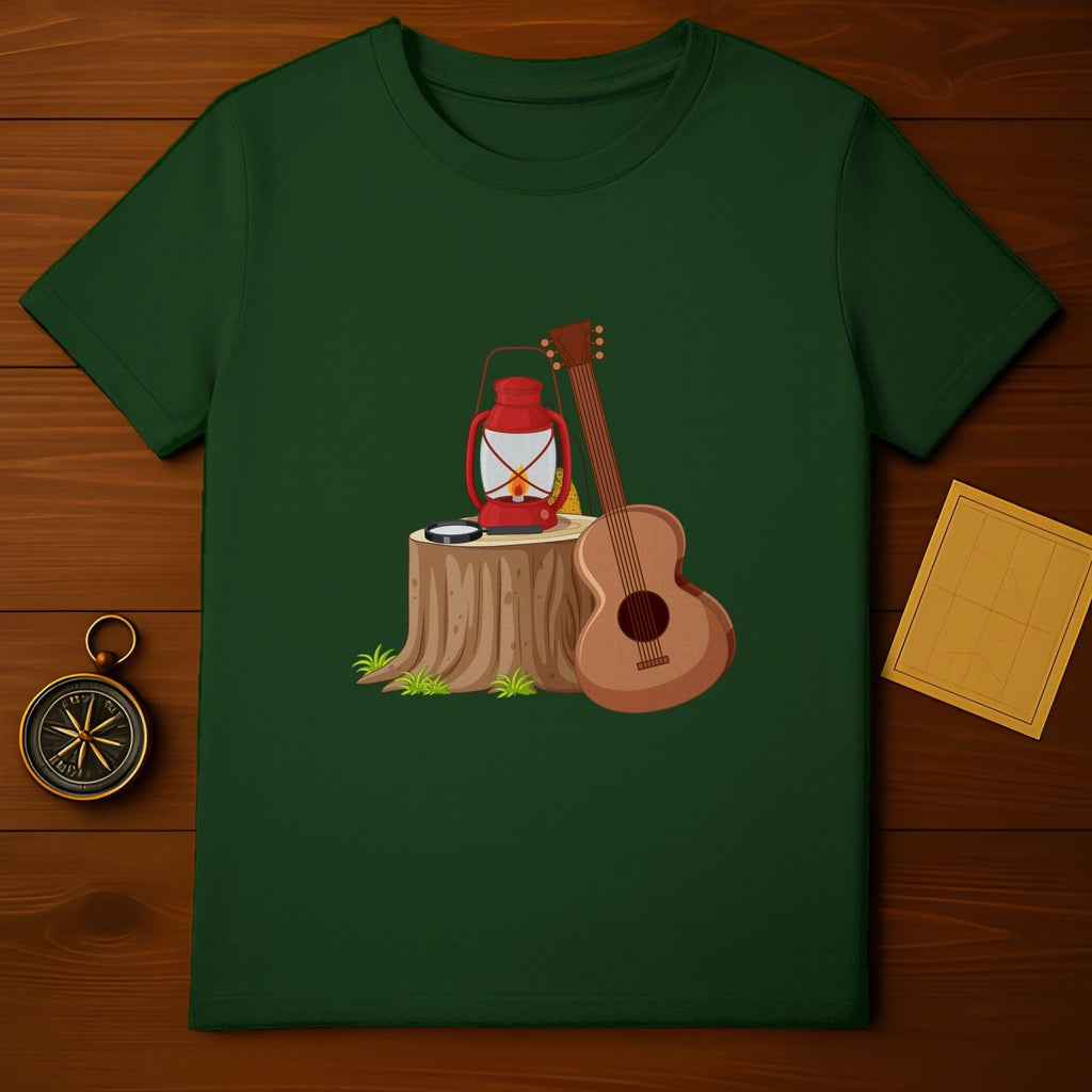 Campfire Acoustic Guitar and Lantern Design Shirt