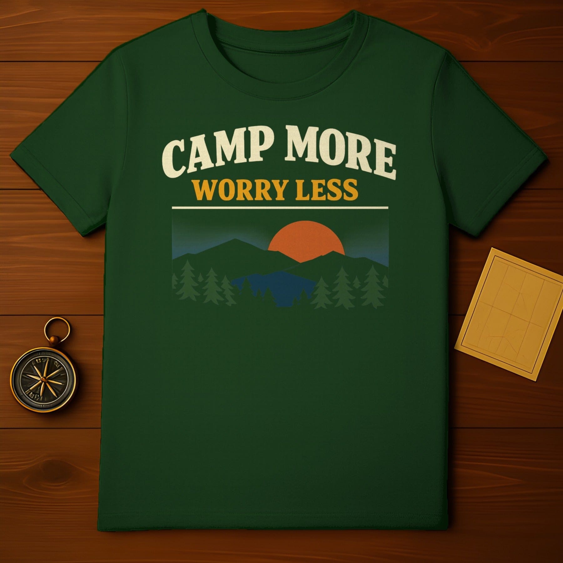 Camp More Worry Less Mountain Sunset T-Shirt Product Type
Camping
Outdoor
Nature
Adventure
Mountains
Forest
Sunset
Camp More
Worry Less
Positive Vibe
Explore
Wilderness
Travel
Graphic Tee
Apparel
Shirt
Green Shirt
Pine Trees
Outdoorsy
Wanderlust