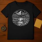 Majestic Mountain and Waterfall Night Scene Shirt