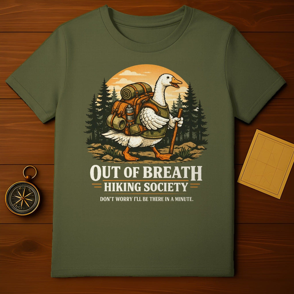 Out of Breath Hiking Society Funny Hiking T-Shirt