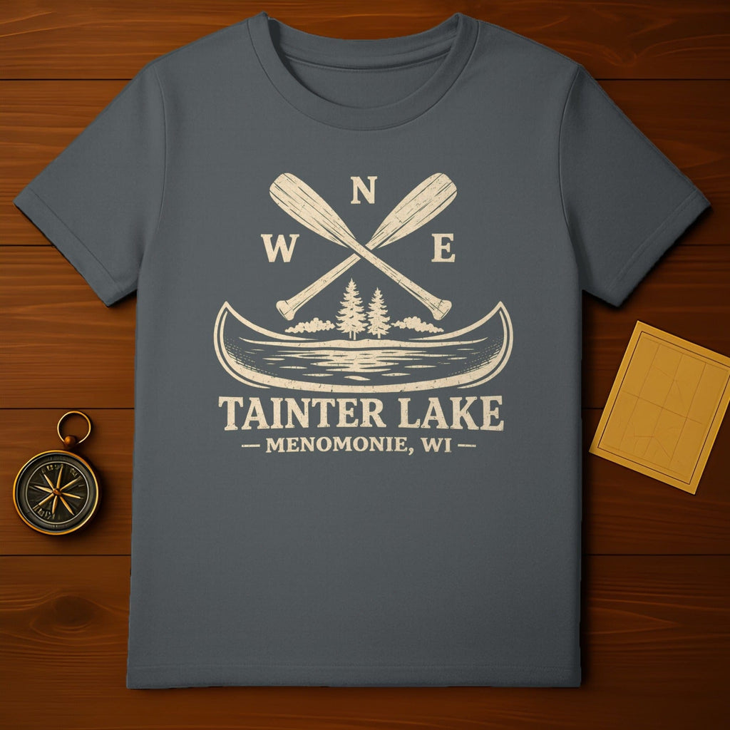 Tainter Lake Menomonie WI Canoe and Paddles T-shirt