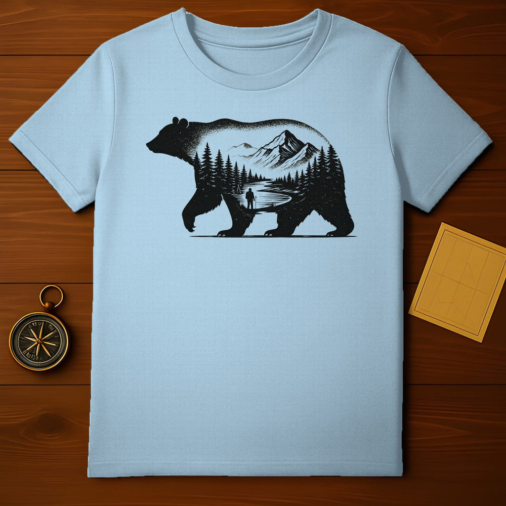 Bear and Mountain Graphic T-Shirt for Outdoor Enthusiasts
