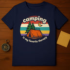 Camping is my favorite therapy retro graphic product type