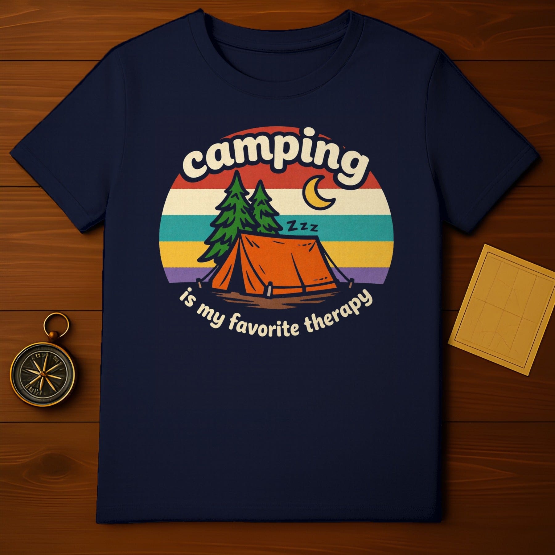 Camping is my favorite therapy retro graphic product type