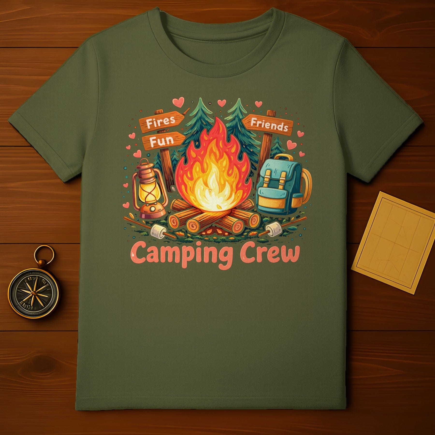 Fires Fun Friends Camping Crew Shirt