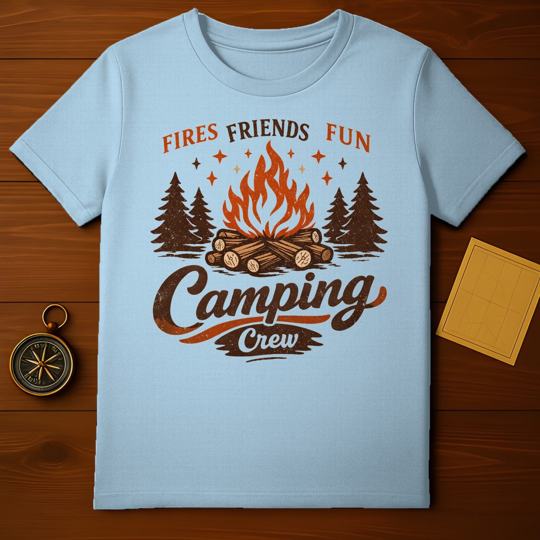 Fires Friends Fun Camping Crew T-Shirt for Outdoor Lovers