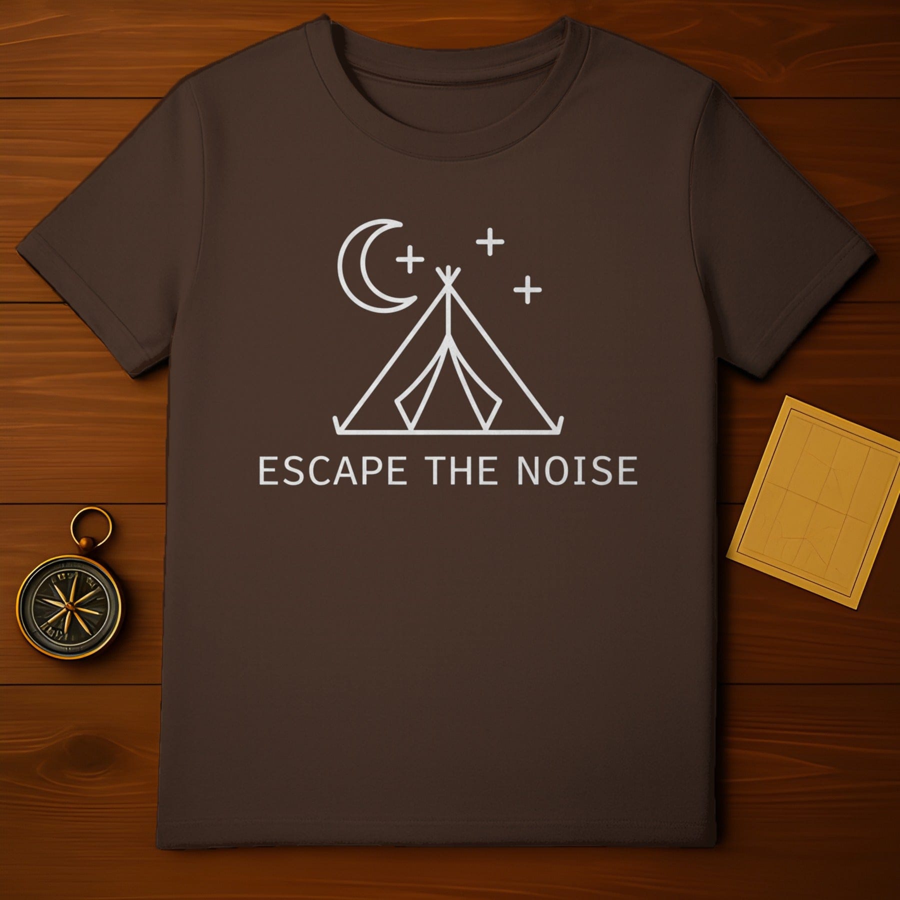 Escape the Noise Camping Tent Moon T-Shirt