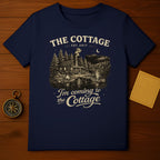 Navy t-shirt with "The Cottage EST. 2017 I'm coming to the Cottage" design.