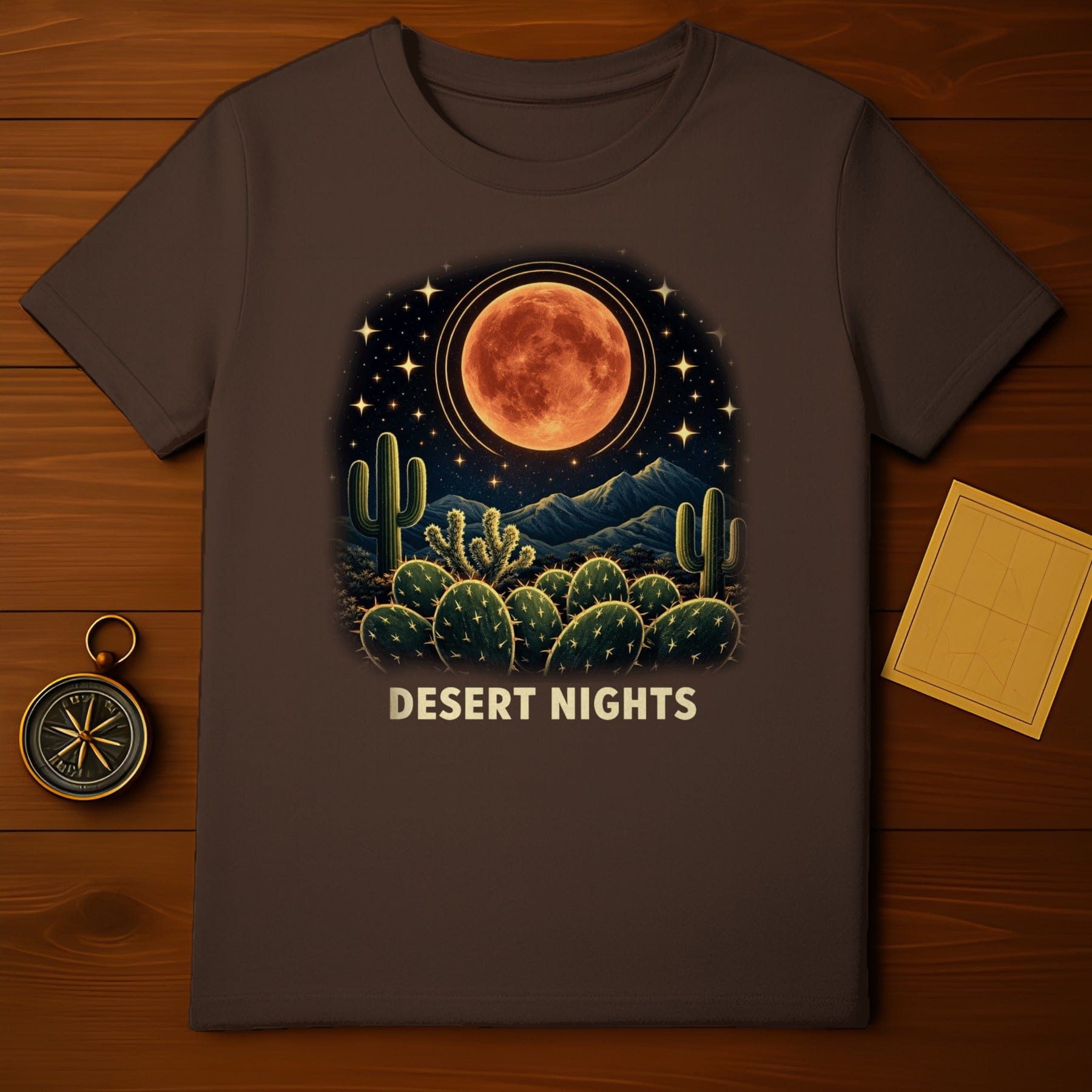 Desert Nights Red Moon Cactus Landscape Stars product type