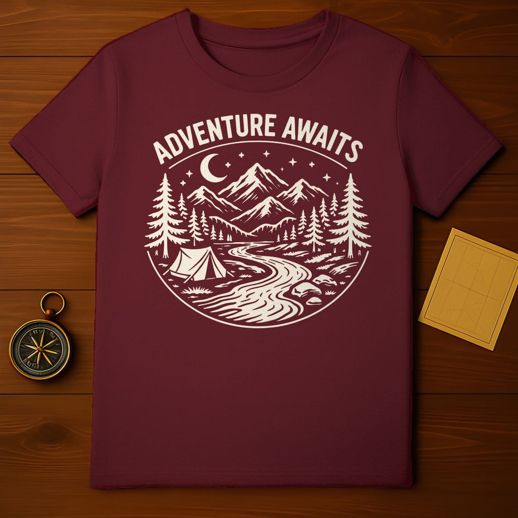 Adventure Awaits Camping and Mountain Design Shirt