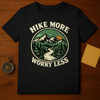 Hike More Worry Less Mountain Design T-Shirt