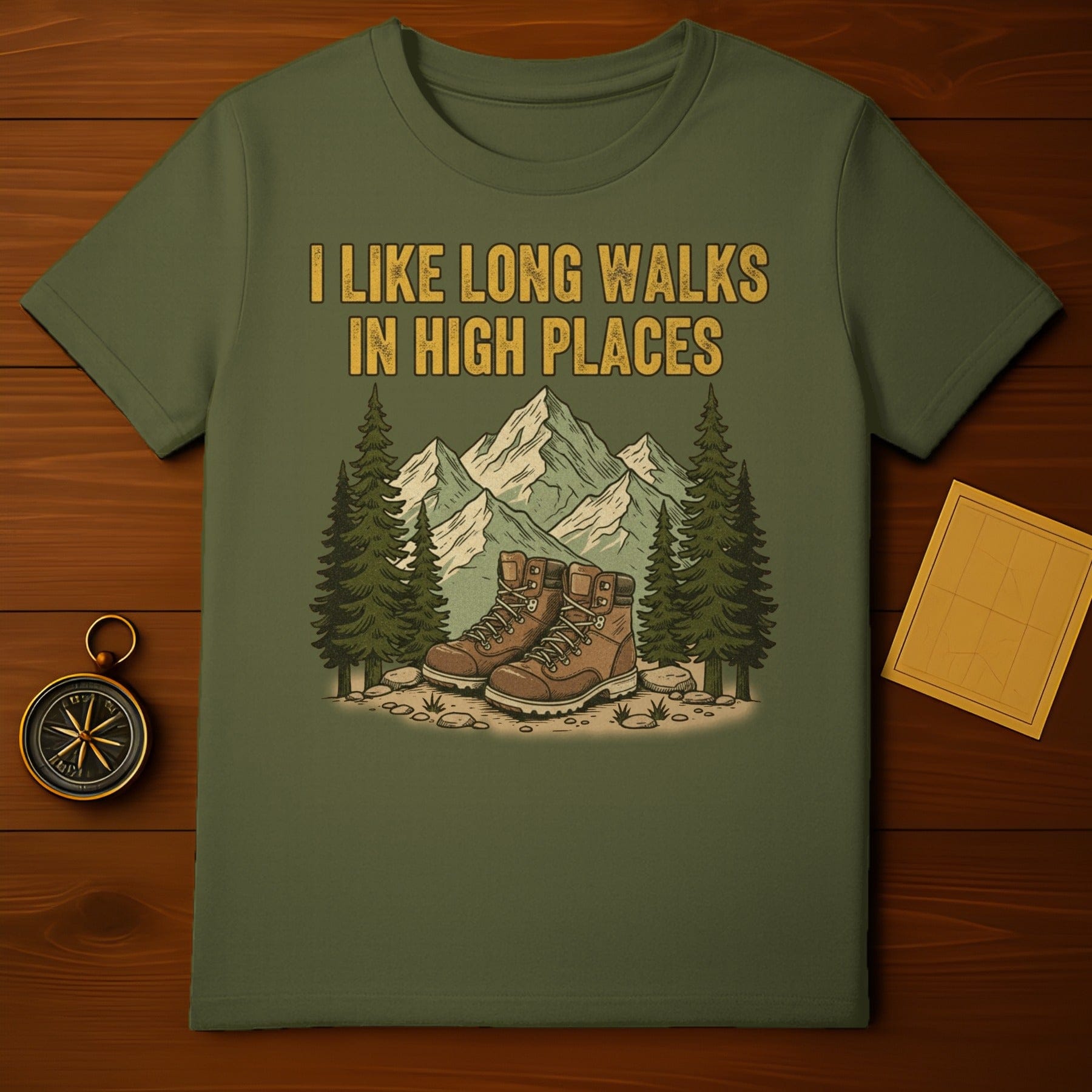 I Like Long Walks In High Places Mountain Hiking Shirt
