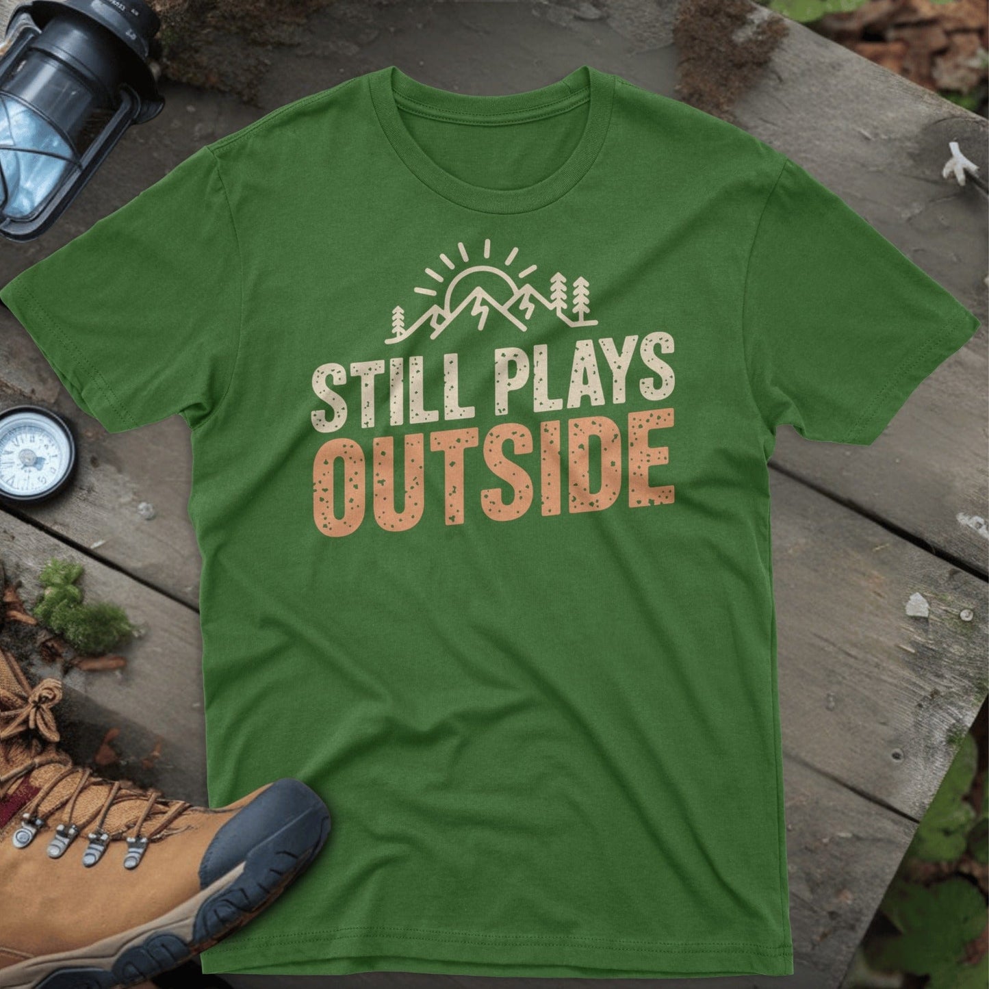 Still Plays Outside Graphic Green T-shirt product type