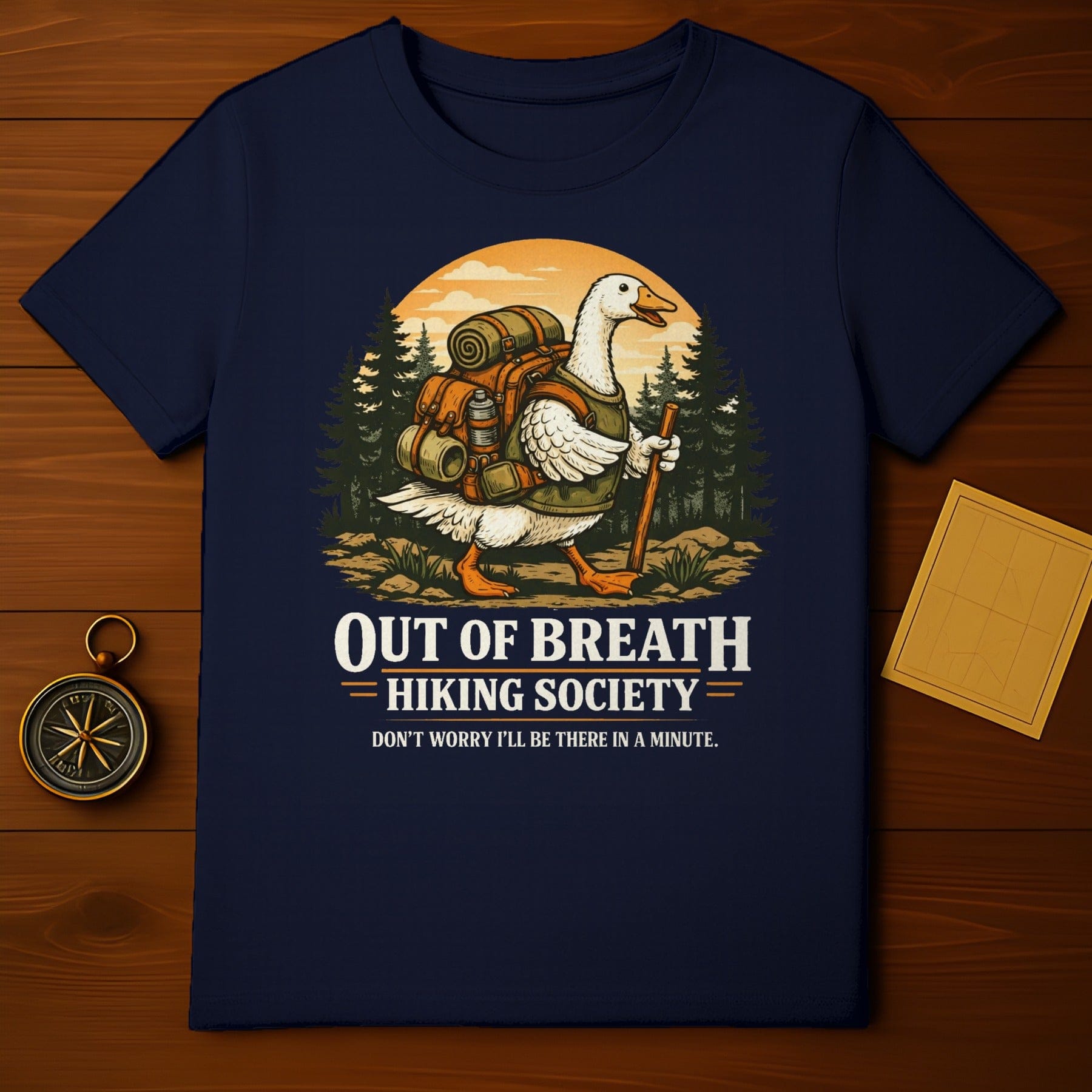 Out of Breath Hiking Society Funny Duck T-shirt