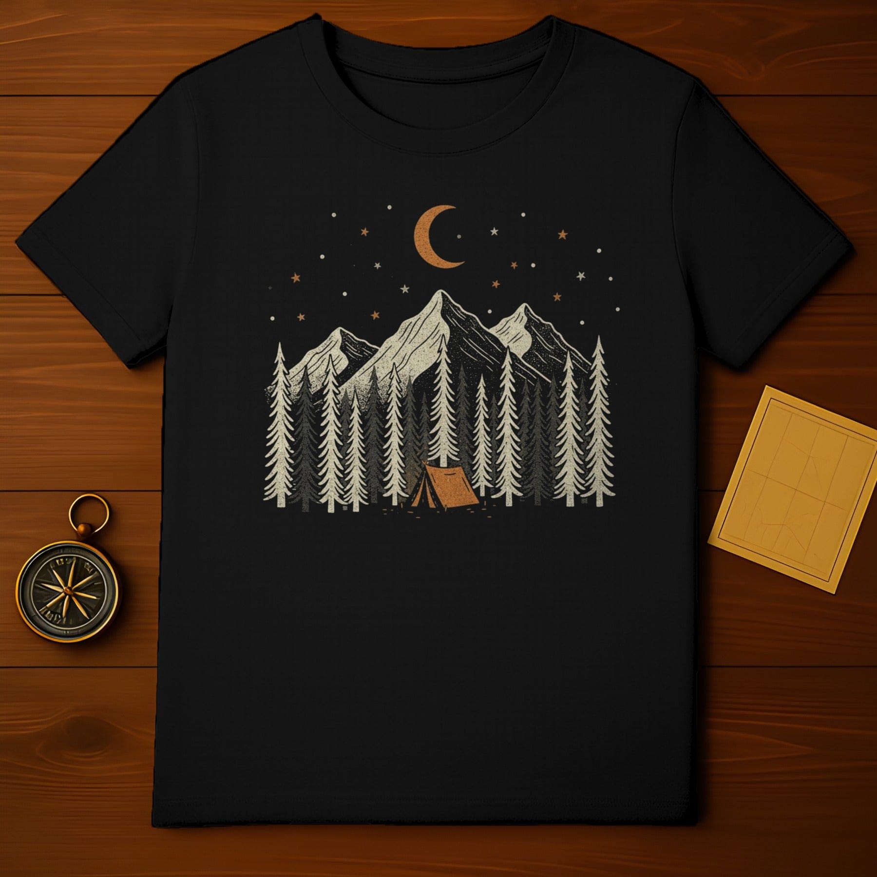 Mountain Camping Under Moon and Stars T-Shirt