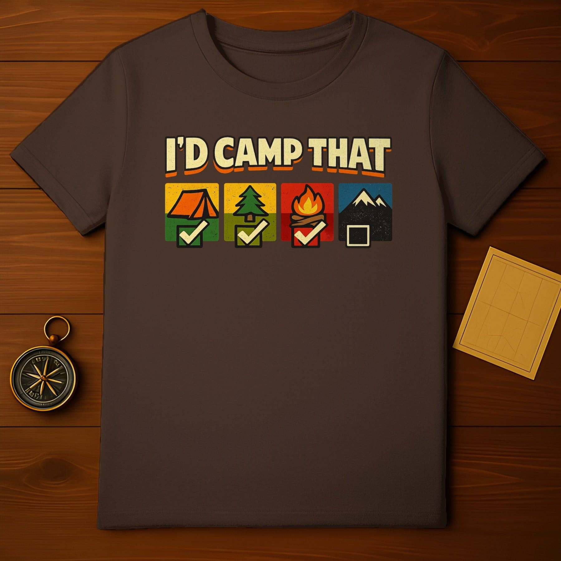 I'd Camp That Camping Checklist Graphic T-Shirt