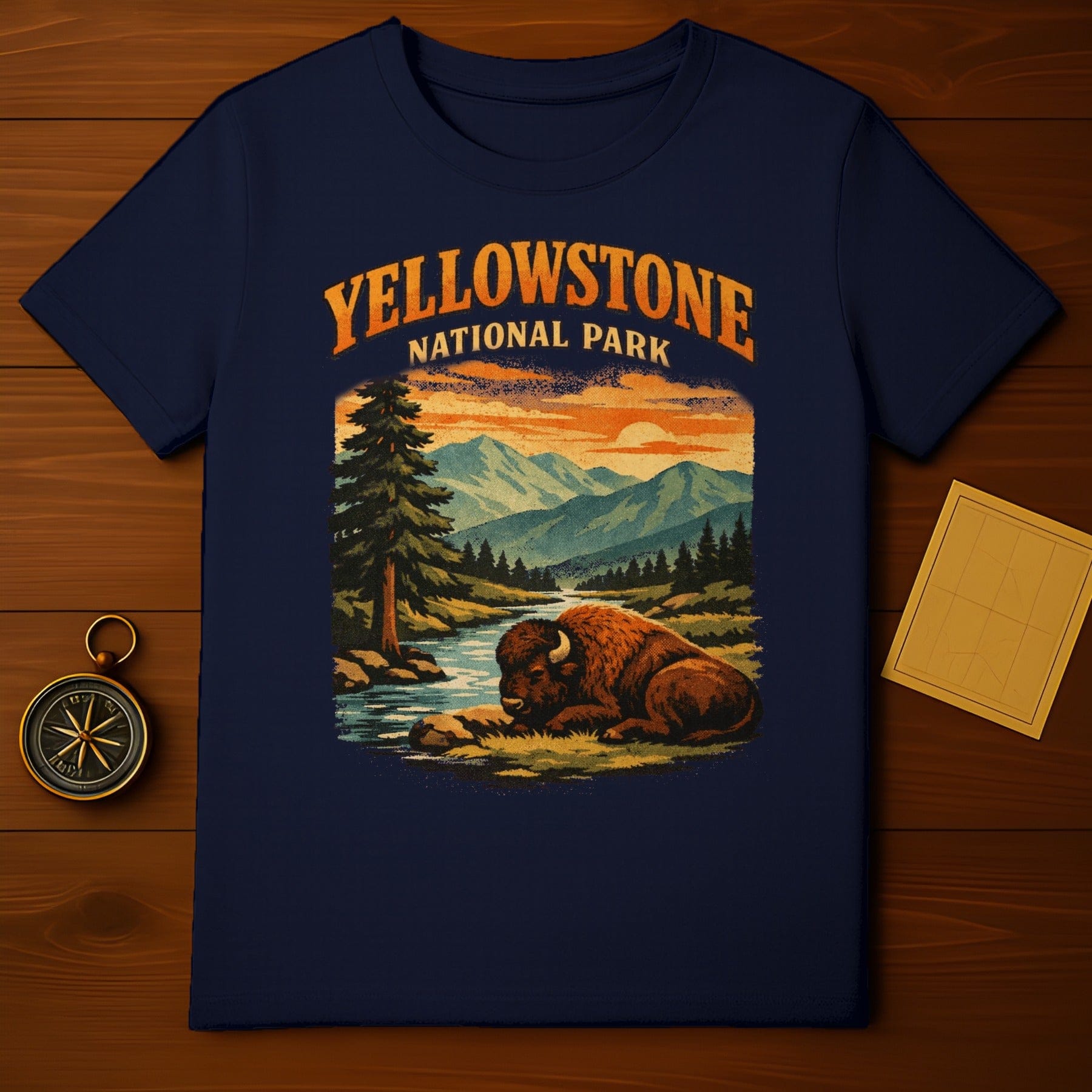 Yellowstone National Park Rustic Buffalo T-Shirt