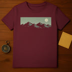 Maroon Mountain Moon Scene Graphic T-shirt product type