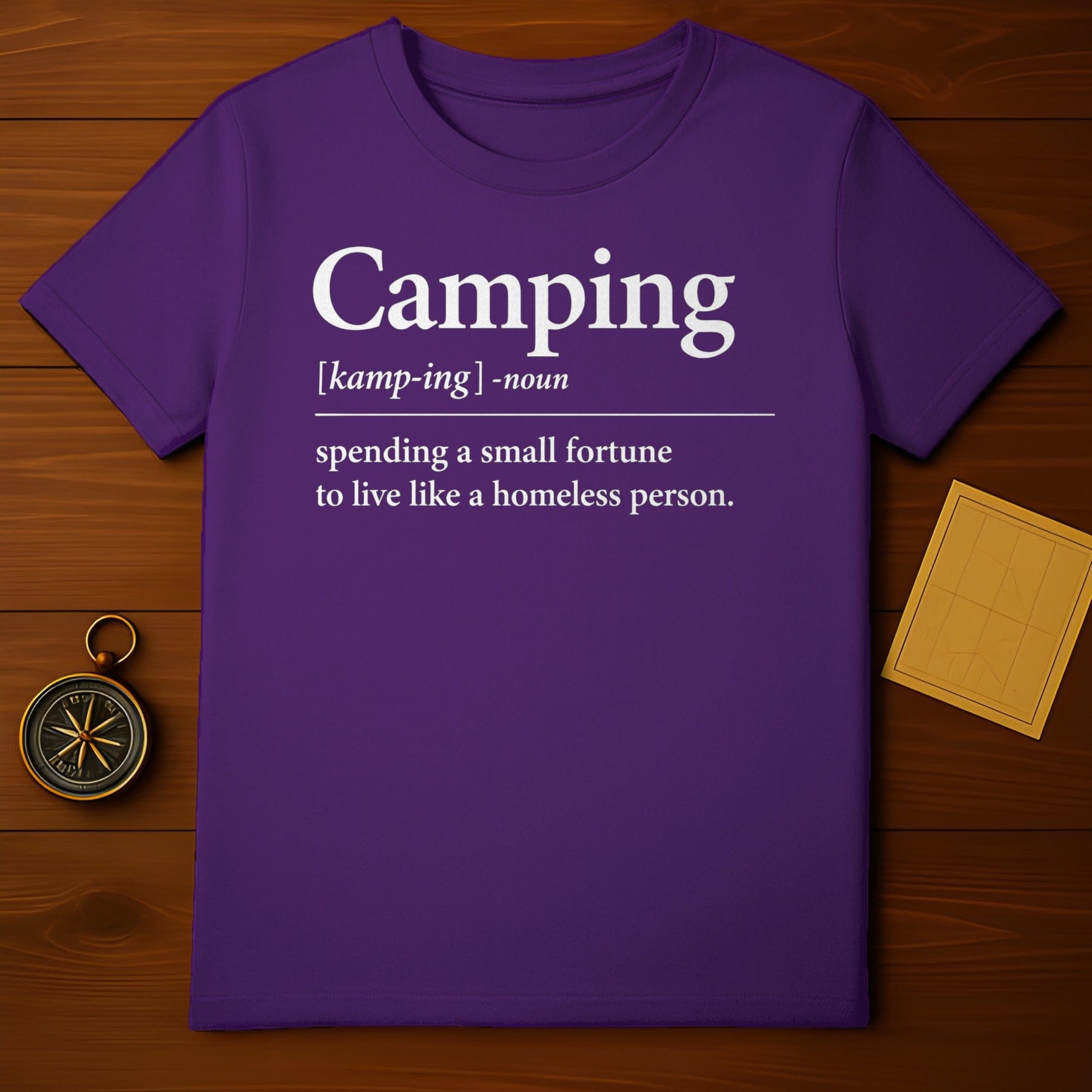 Funny Camping Definition Spending a Fortune T-Shirt