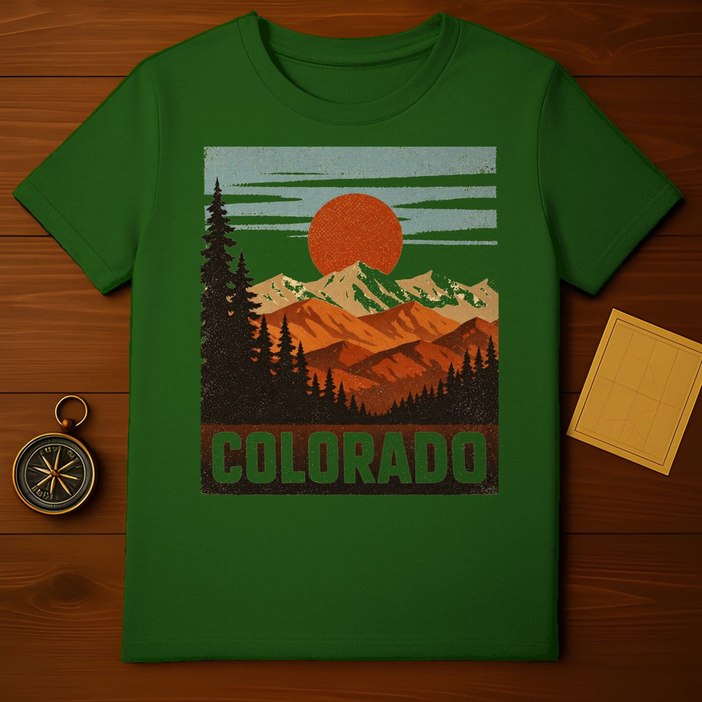 Vintage Colorado Mountain Sun Graphic T-Shirt