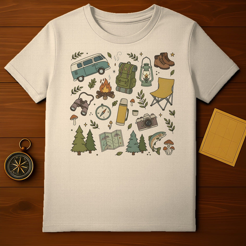 Retro Camper Van Campfire Wilderness Exploration product type