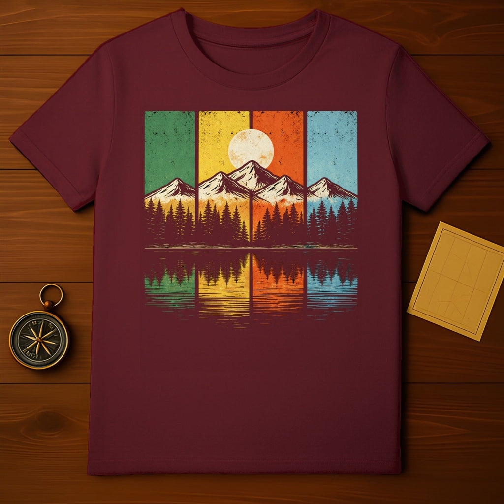 Retro Mountain Sunset Design Adventure T-Shirt