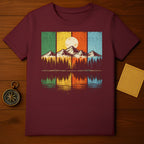 Retro Mountain Sunset Design Adventure T-Shirt