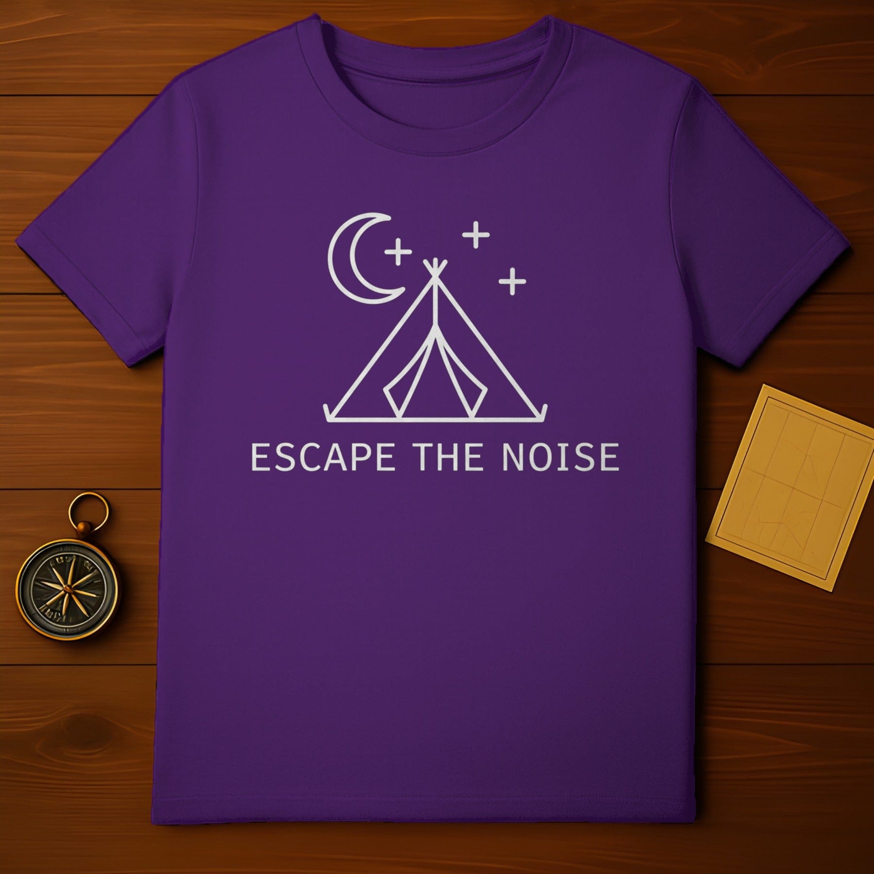 Escape the Noise Camping Tent Print T-shirt
