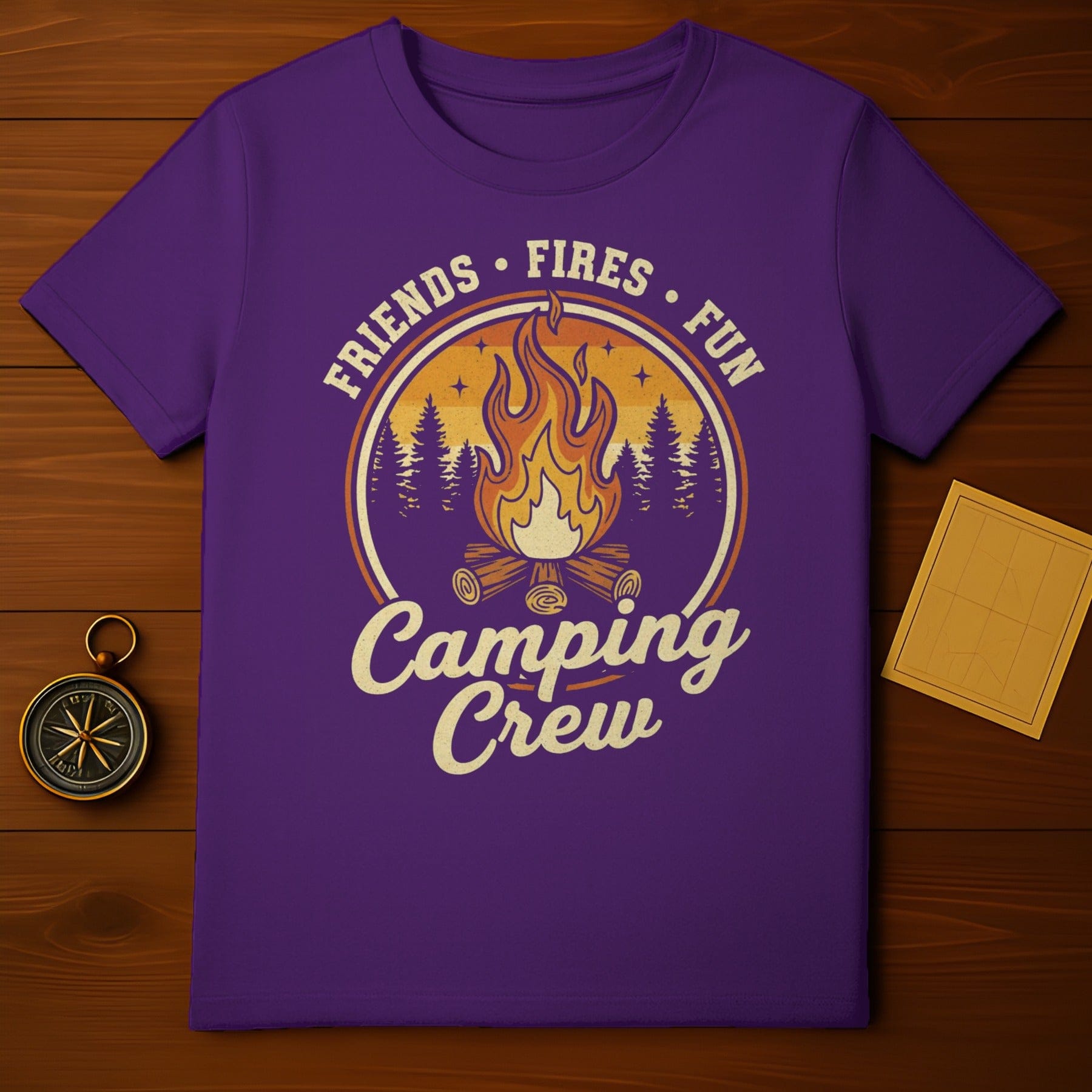 Friends Fires Fun Camping Crew Graphic T-Shirt